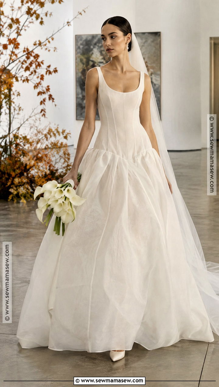 Dropped Waist Organza Fall Wedding Ballgown - 15 fall wedding dress ballgown ideas