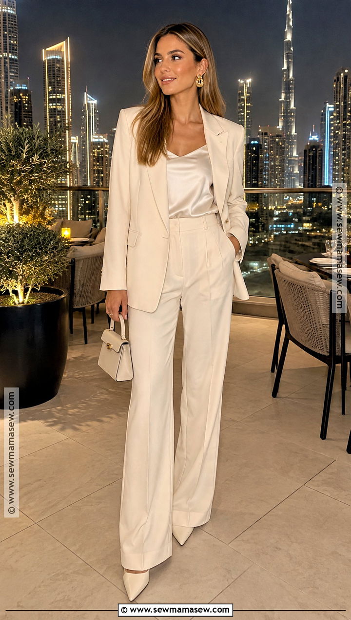 Dubai Rooftop Dinner Trouser Suit Outfit - 15 dubai november outfit ideas