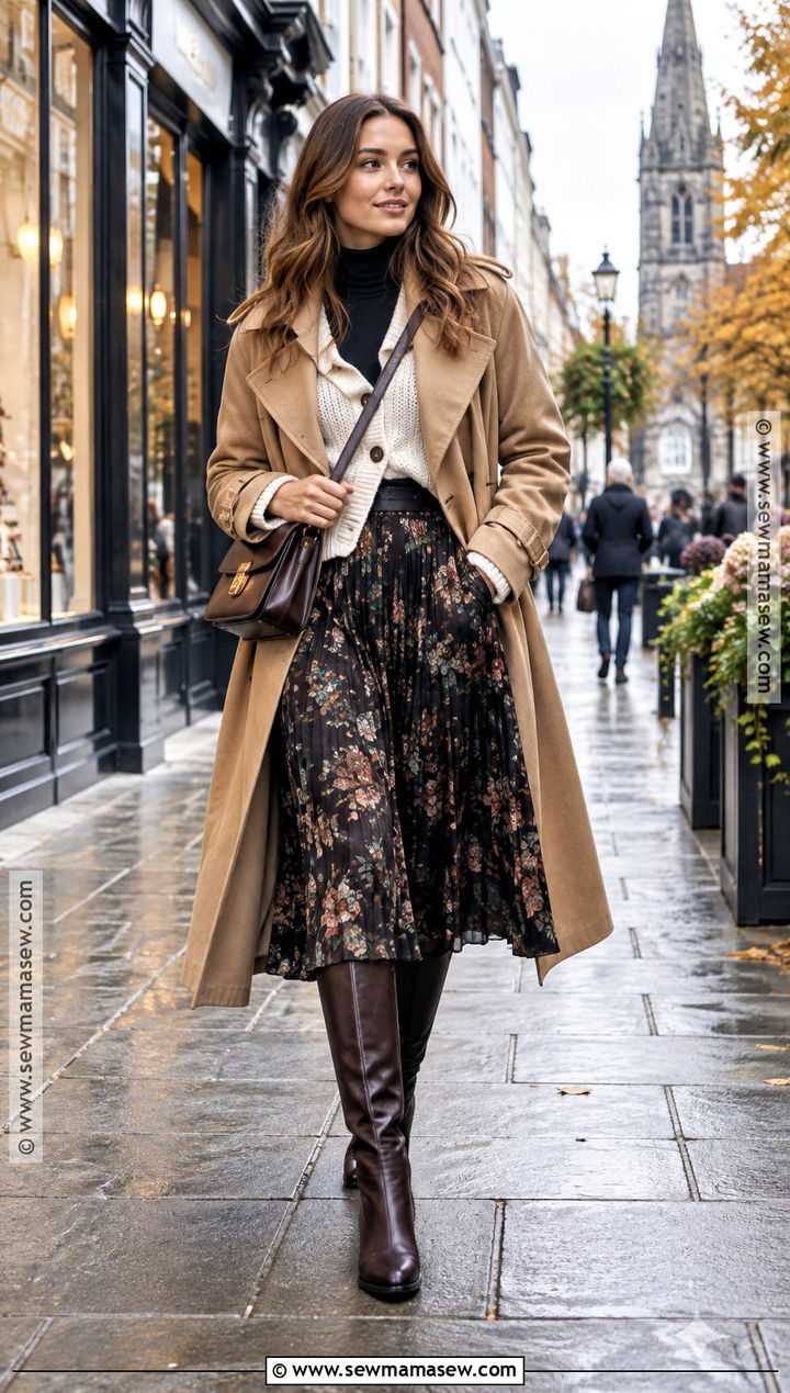 Dublin Fall Cardigan Outfit With A Midi Skirt And Boots - 15 dublin ireland outfits fall