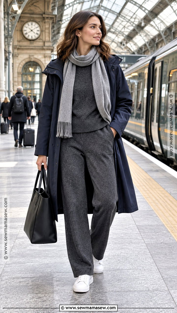Dublin Fall Matching Knit Set Outfit With A Long Coat And Sneakers - 15 dublin ireland outfits fall