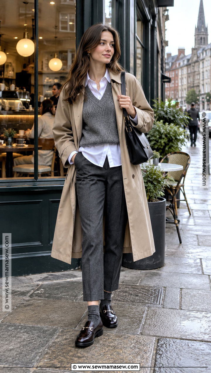 Dublin Fall Sweater Vest Outfit With Trousers And Loafers - 15 dublin ireland outfits fall