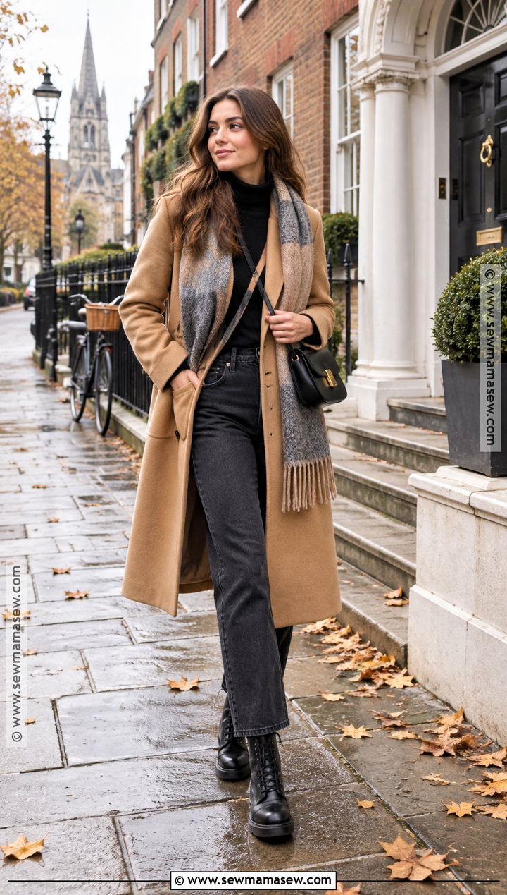 Dublin Fall Wool Coat Outfit With A Turtleneck And Jeans - 15 dublin ireland outfits fall