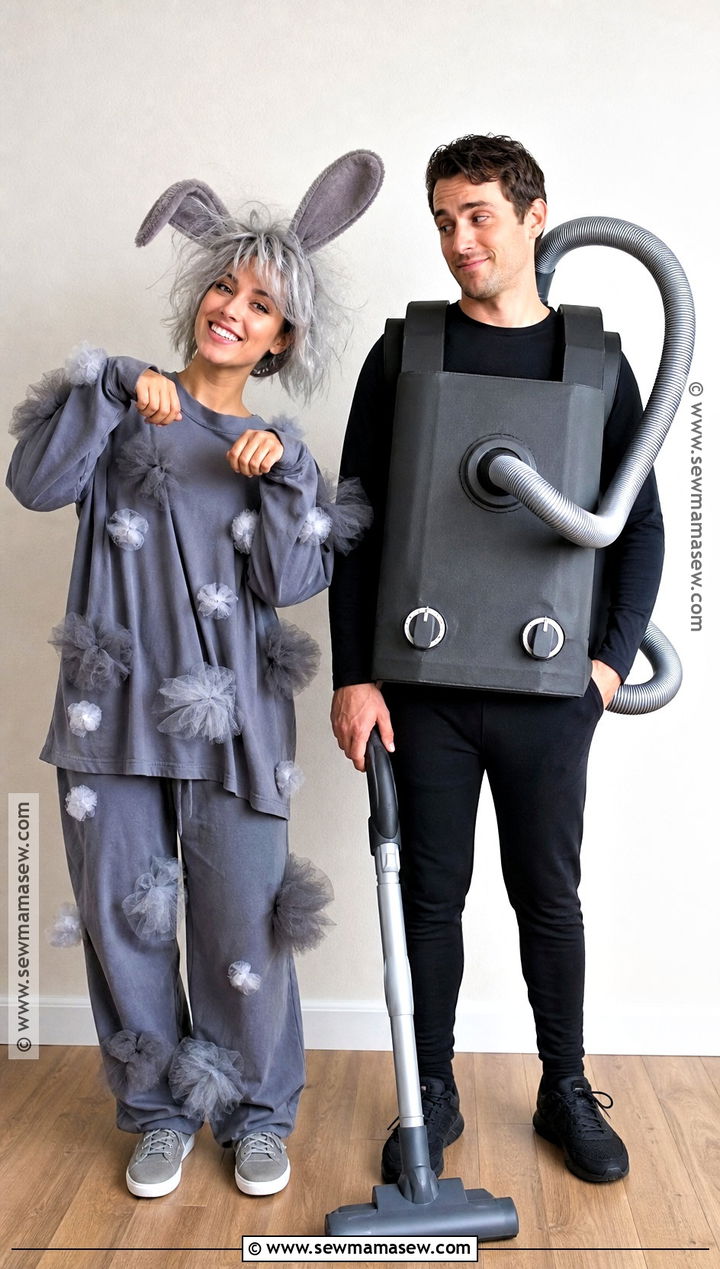 Dust Bunny And Vacuum Cleaner Couple Costume - 30 bunny couple costume ideas