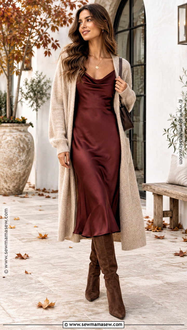 Duster Cardigan With A Slip Dress - 15 duster cardigan outfit fall ideas