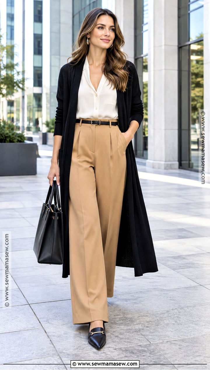 Duster Cardigan With Wide Leg Trousers - 15 duster cardigan outfit fall ideas
