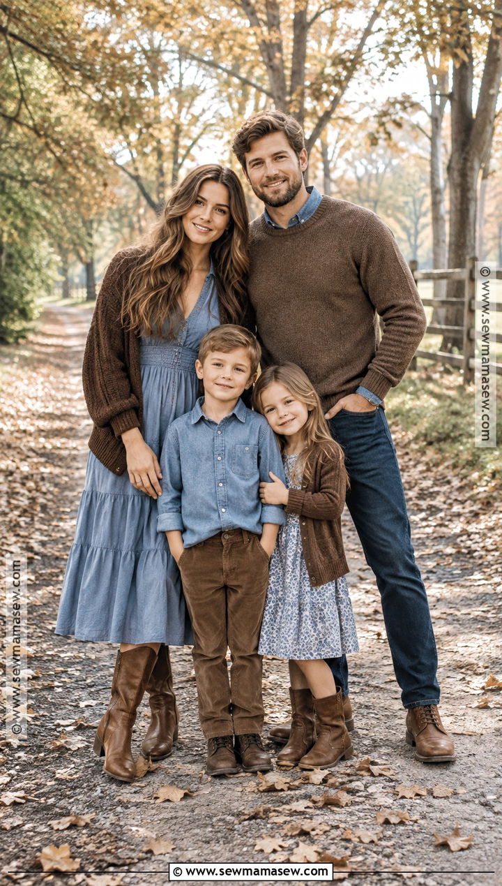 Dusty Blue And Brown Fall Family Outfit - 20 fall family outfit ideas