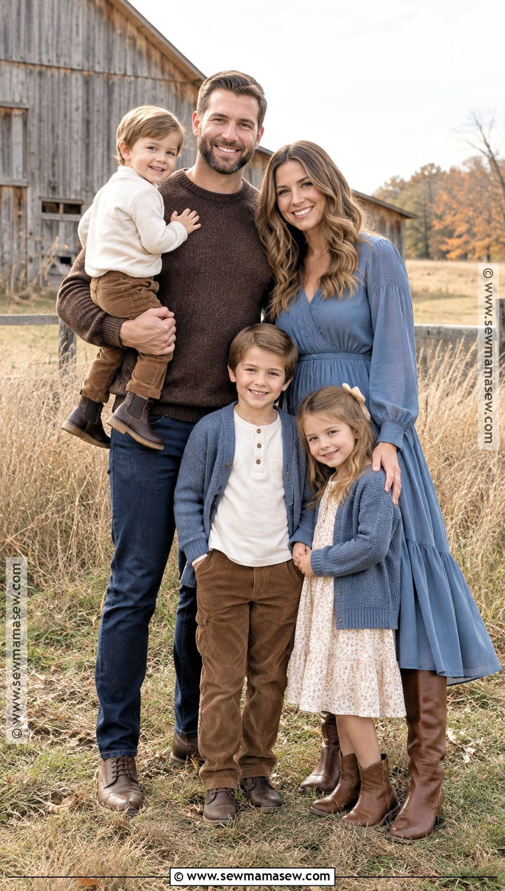 Dusty Blue And Brown Fall Family Photo Outfit - 20 simple fall family photo outfits