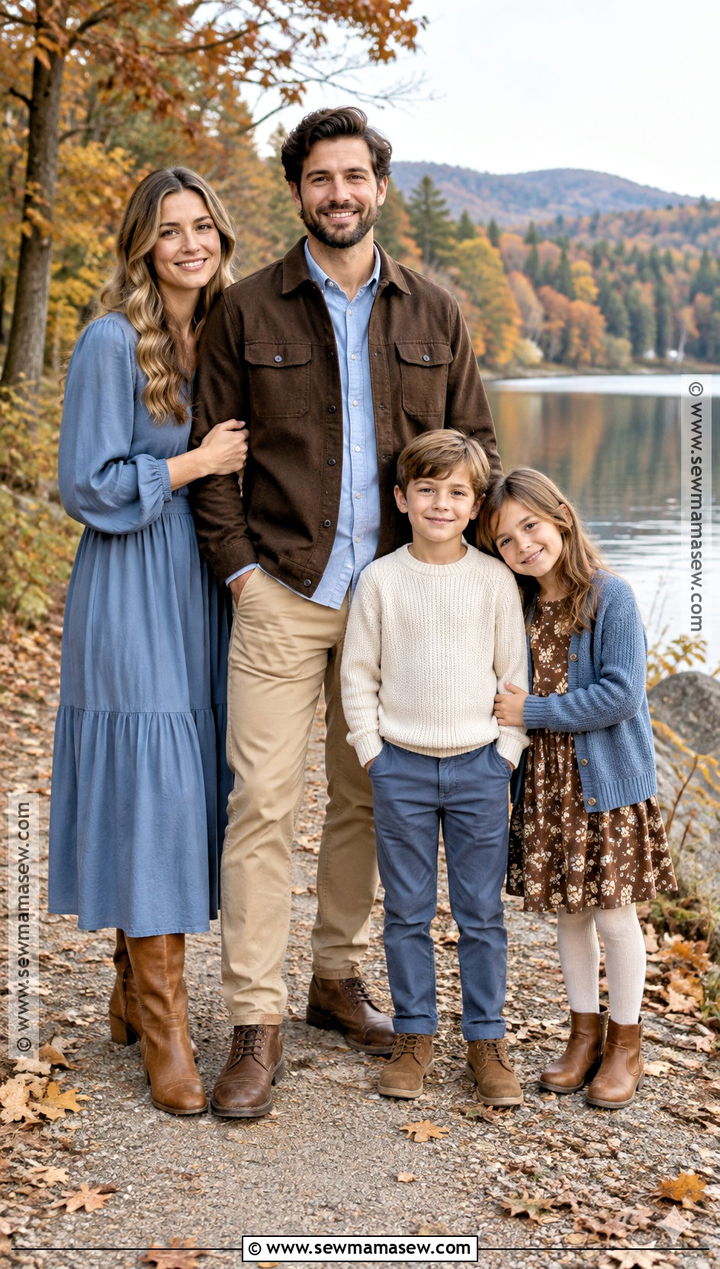 Dusty Blue And Brown Fall Family Photo Outfits - 15 family photo outfit inspo fall ideas