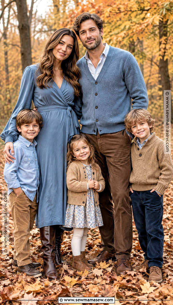Dusty Blue And Brown Fall Family Photo Outfits - 15 Fall Family Photos Outfit Ideas