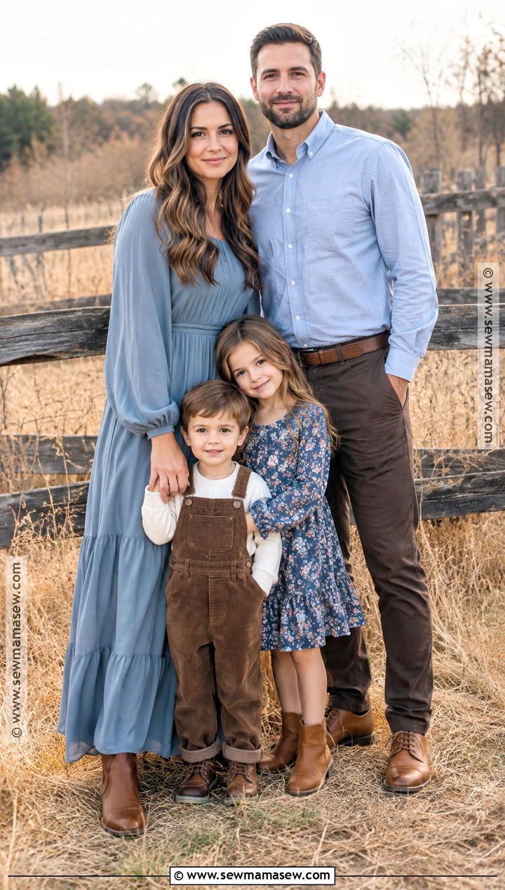 Dusty Blue And Brown Fall Family Picture Outfits - 15 Family Pictures Matching Outfits Fall