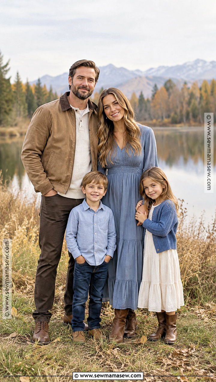 Dusty Blue And Brown Fall Family Portrait Outfits - 15 family portraits outfits fall