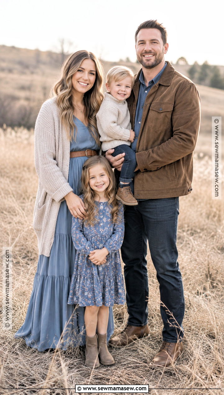 Dusty Blue And Brown Fall Family Session Outfit - 15 fall family session outfits