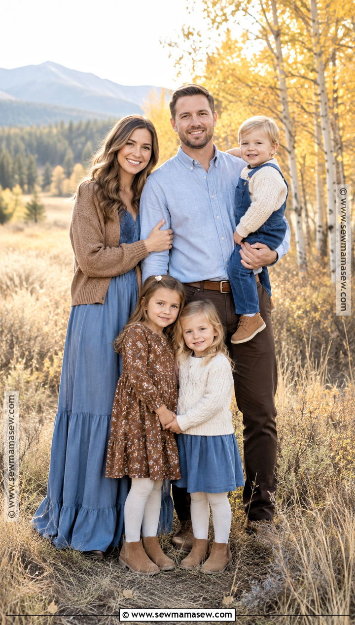 Dusty Blue And Brown Family Fall Photo Outfit - 15 family fall pics outfits