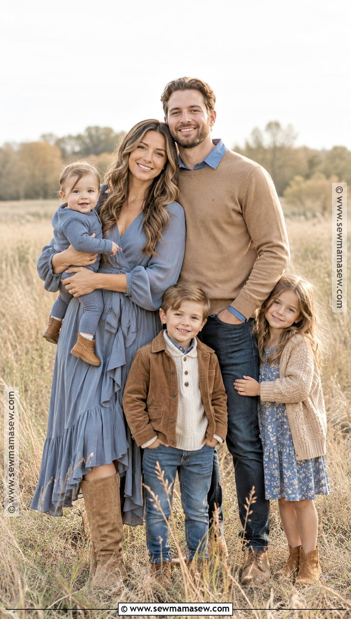 Dusty Blue And Camel Family Photo Outfits - 15 blue family pictures outfits fall