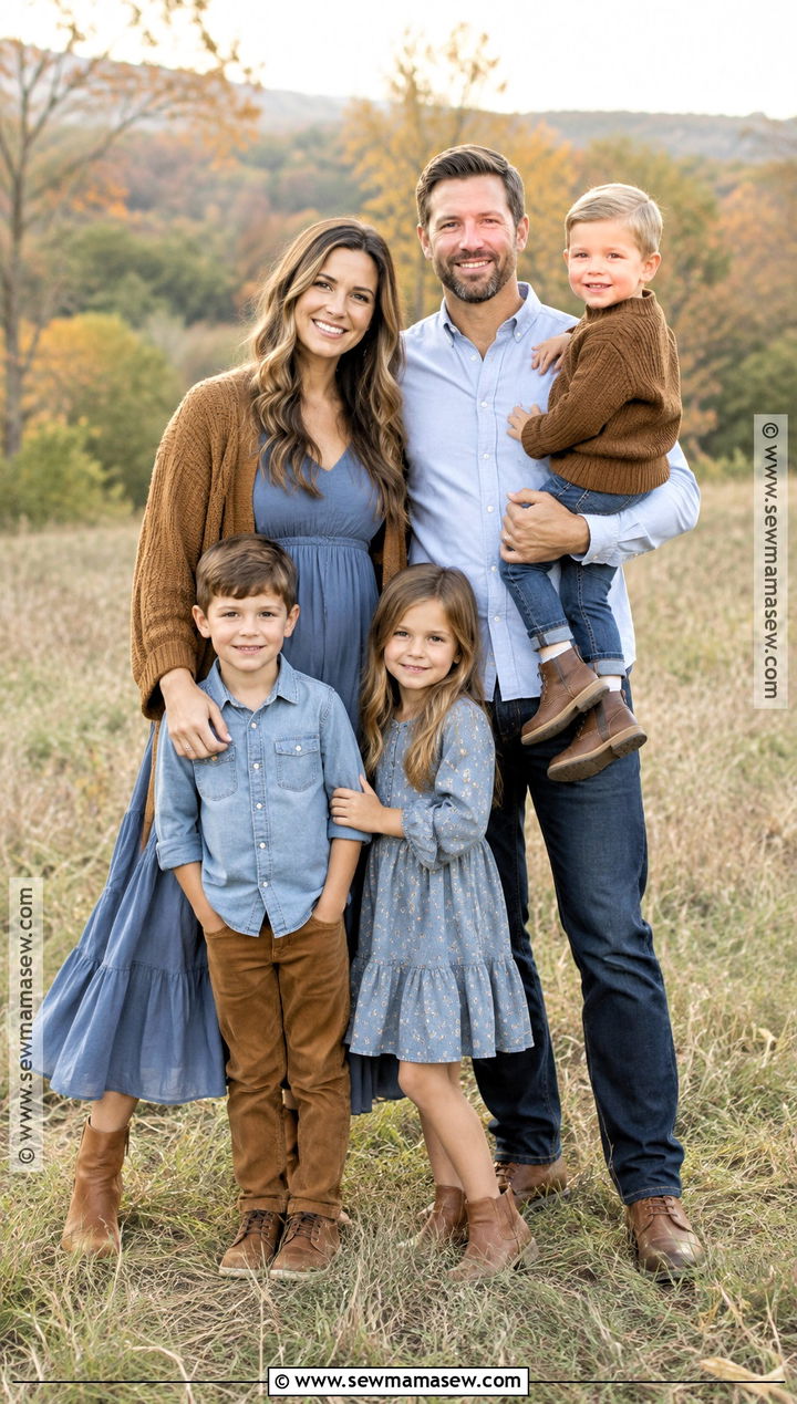 Dusty Blue And Caramel Fall Family Outfit - 15 fall family inspo outfits