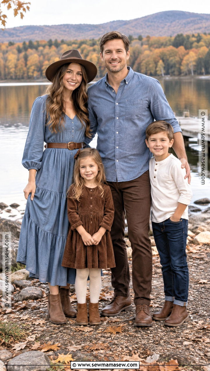 Dusty Blue And Chocolate Family Outfit - 15 fall matching outfits for family