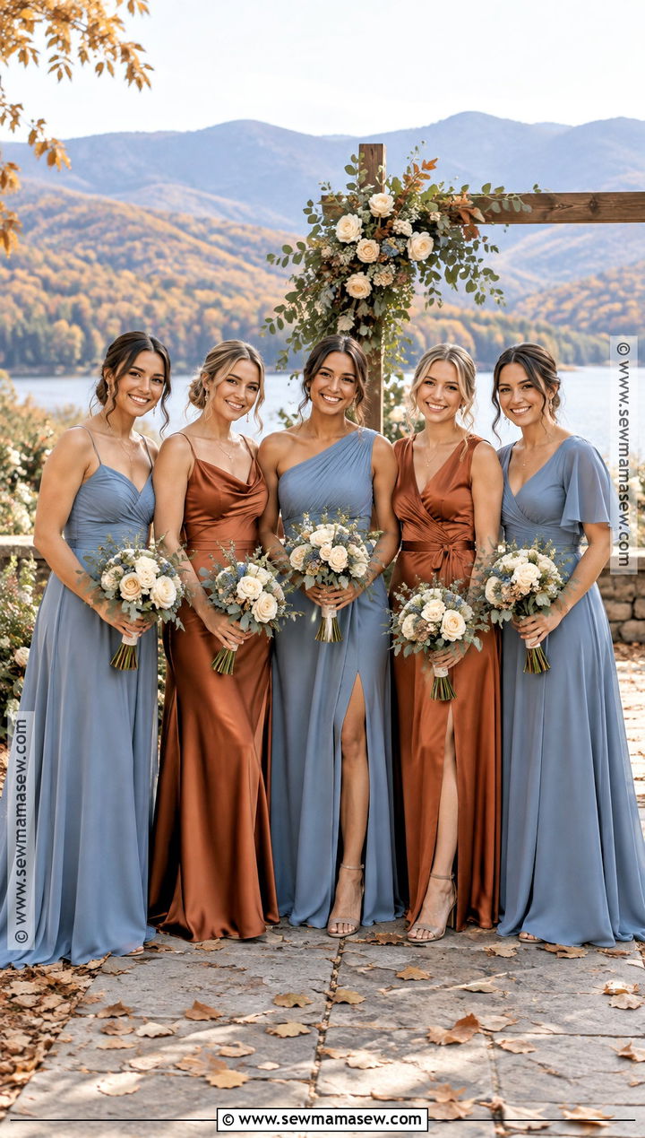 Dusty Blue And Copper Bridesmaid Dresses - 25 mixed bridesmaid dresses fall