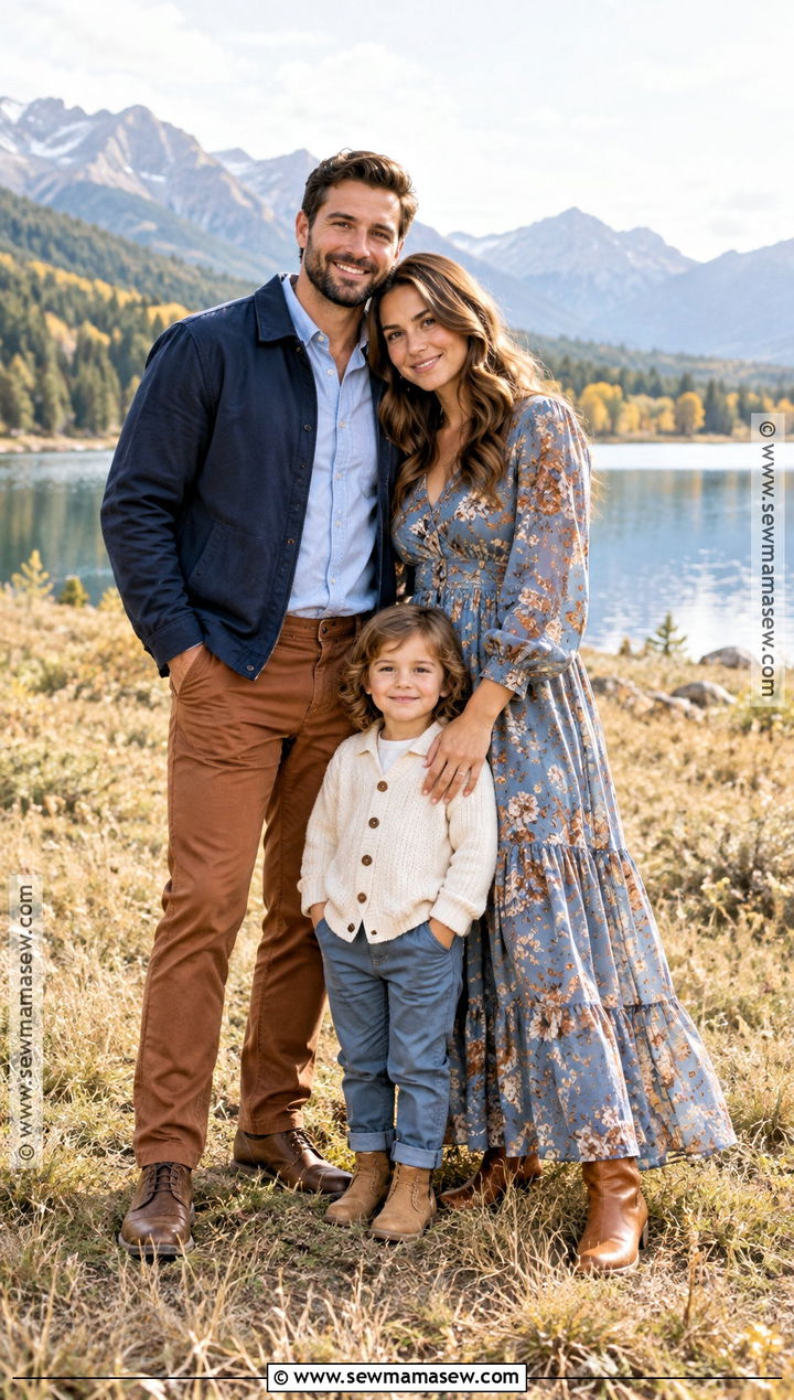 Dusty Blue And Copper Family Picture Outfit - 15 fall family of 3 pictures outfits