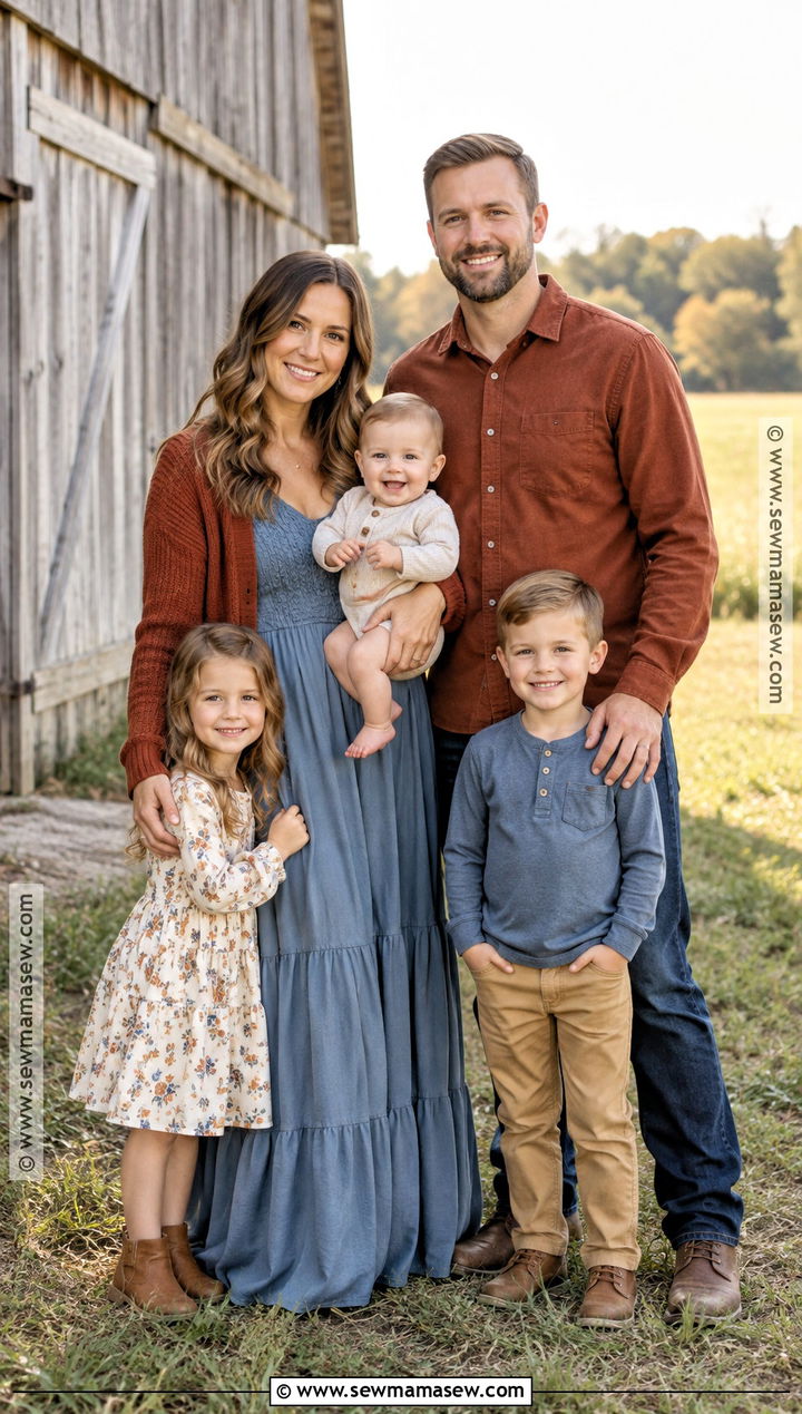 Dusty Blue And Rust Fall Family Picture Outfits - 15 fall family pictures outfits country