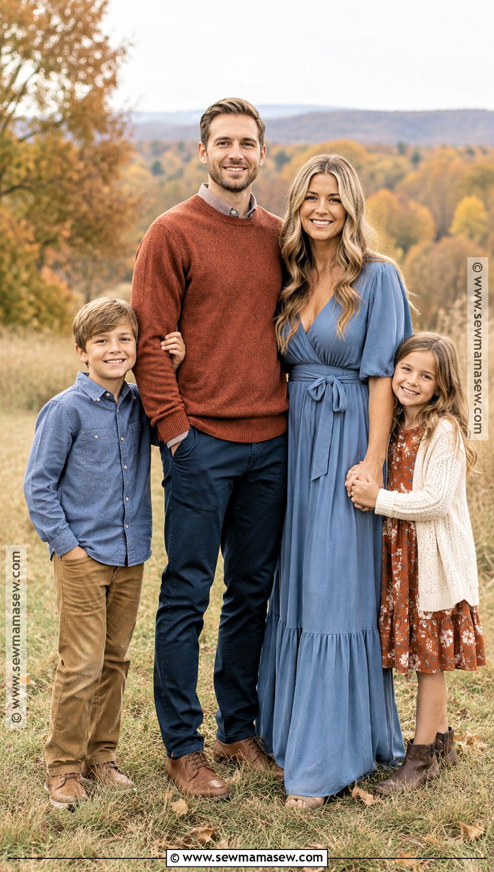 Dusty Blue And Rust Family Outfit - 15 fall blue family outfits