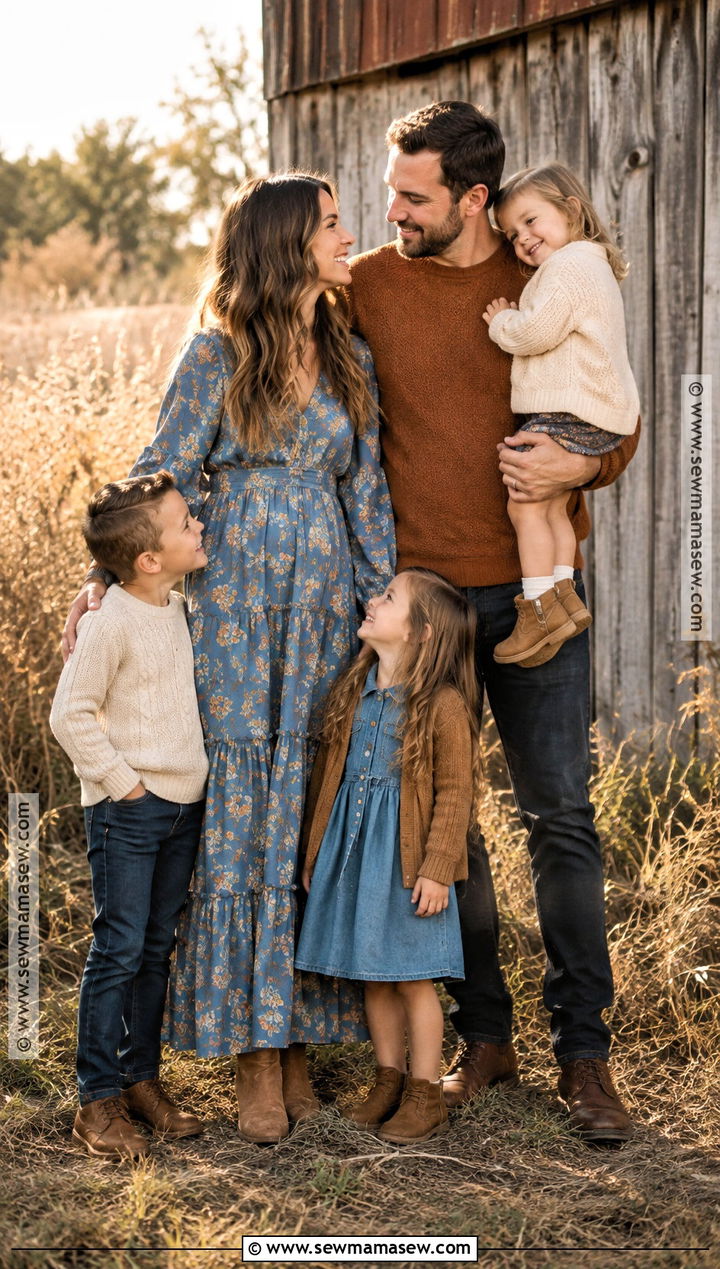 Dusty Blue And Rust Family Outfit - 15 boho fall family photos outfits