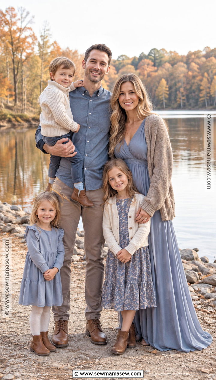 Dusty Blue And Taupe Fall Family Photo Outfits - 20 outdoor family photo outfits fall