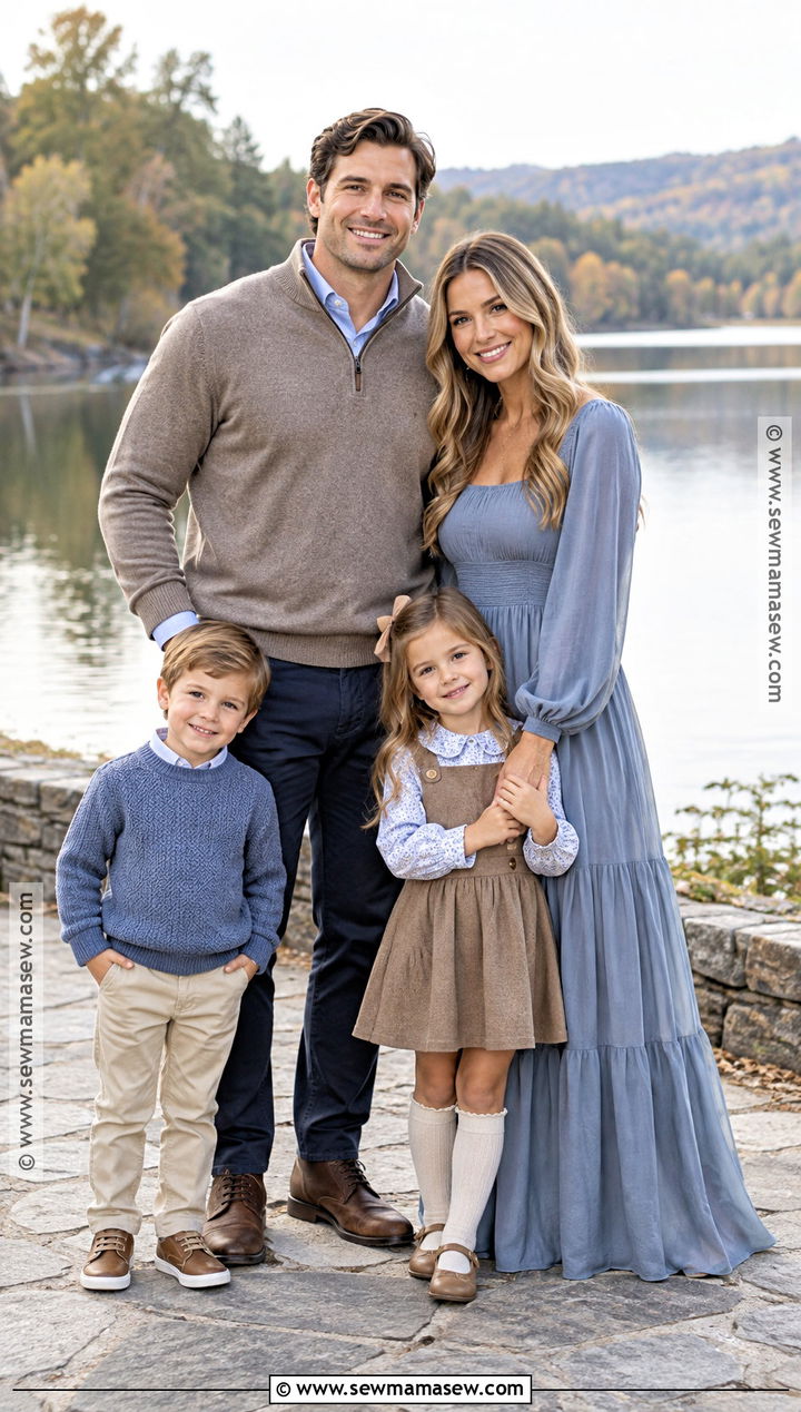 Dusty Blue And Taupe Fall Family Picture Outfits - 20 Neutral Family Picture Outfits Fall