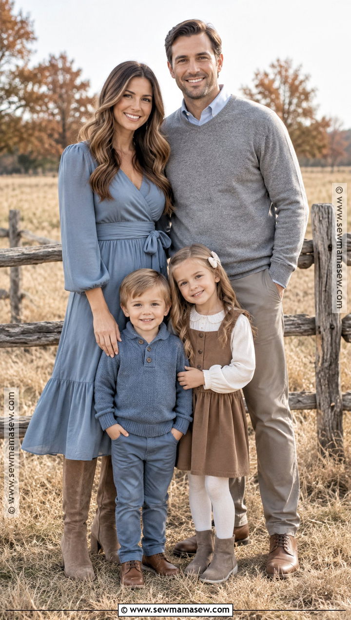 Dusty Blue And Taupe Fall Family Picture Outfits - 15 Fall Clothing Ideas For Family Pictures