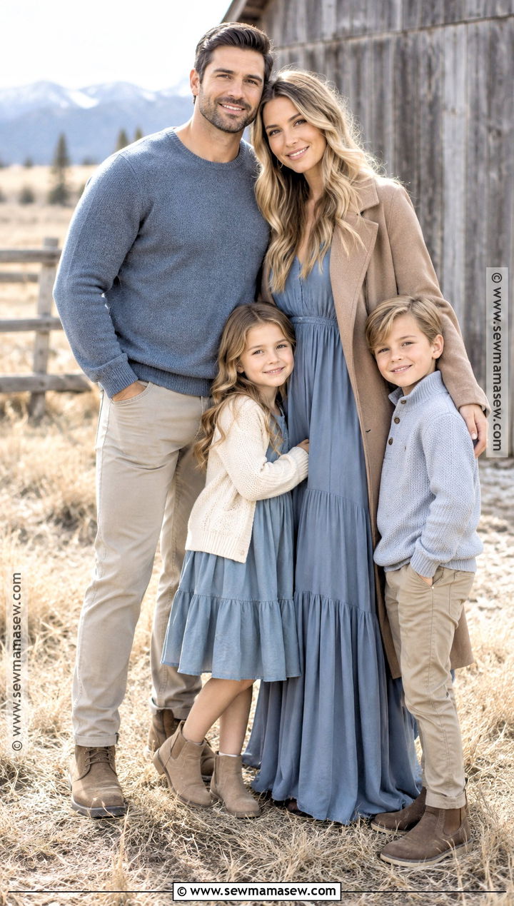 Dusty Blue And Taupe Family Photo Outfits - 20 fall winter family photo outfits
