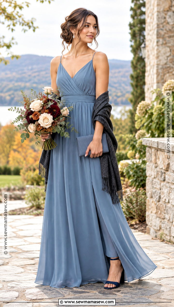 Dusty Blue Bridesmaid Dress - 20 bridesmaid dresses fall colors