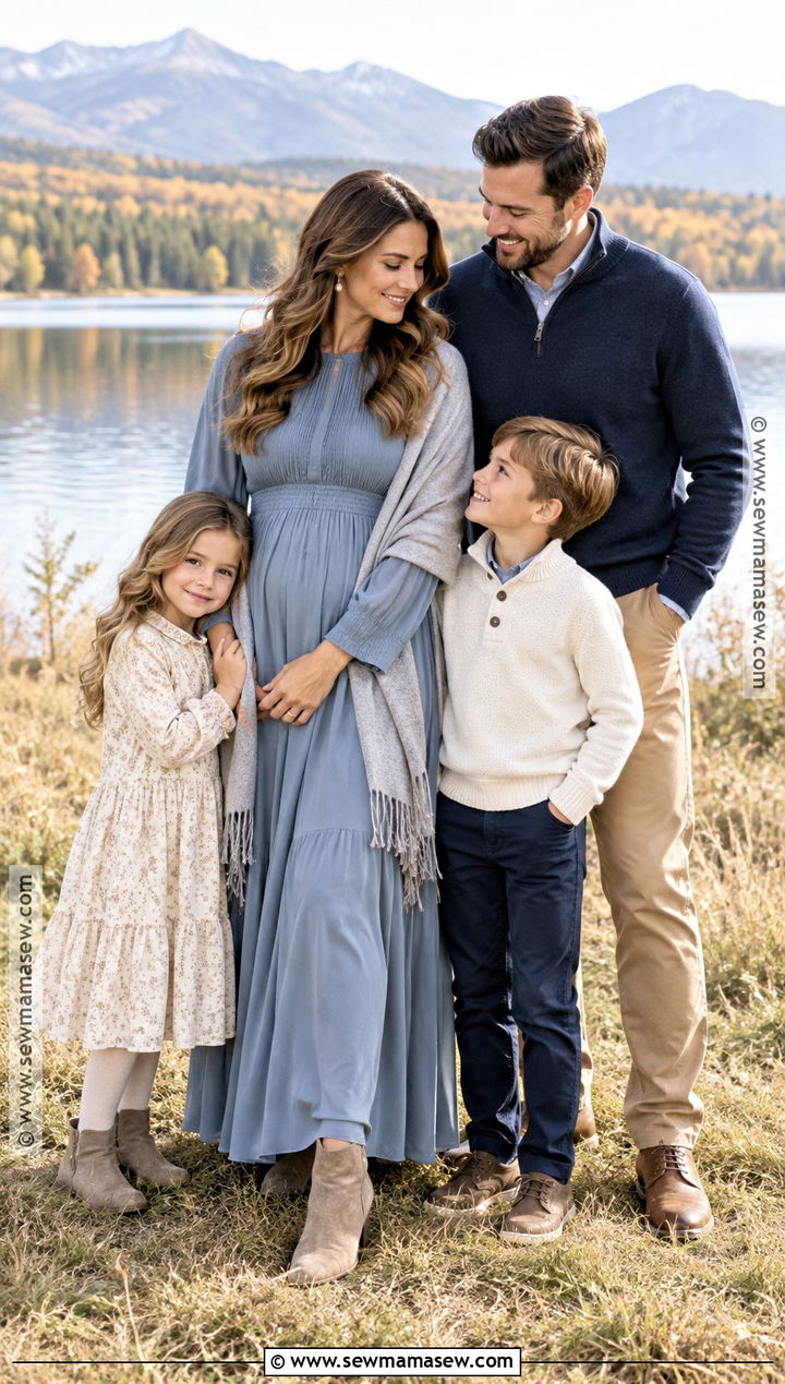 Dusty Blue Chiffon Fall Photoshoot Dress - 15 fall dresses for photoshoot for family