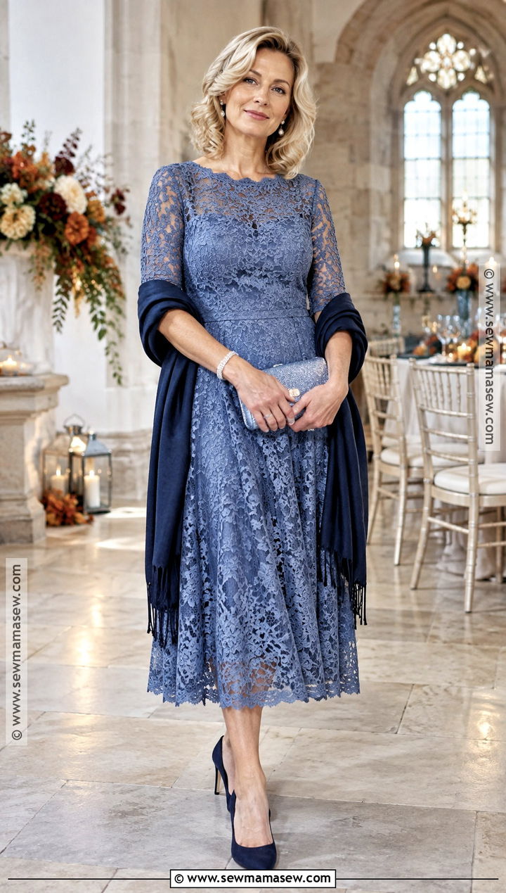 Dusty Blue Lace Mother of the Bride Dress - 15 Mother Of Bride Dresses Fall Wedding