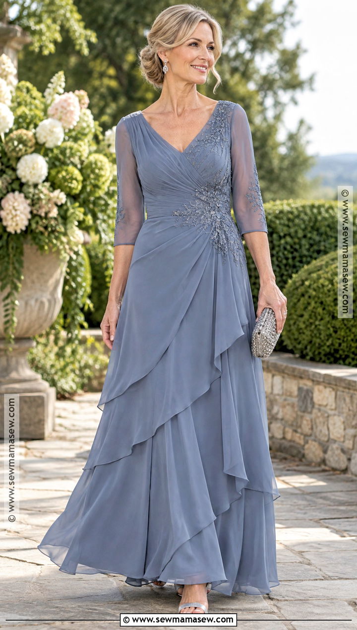 Dusty Blue Mother of the Groom Chiffon Gown - 20 mother of the groom dresses fall wedding