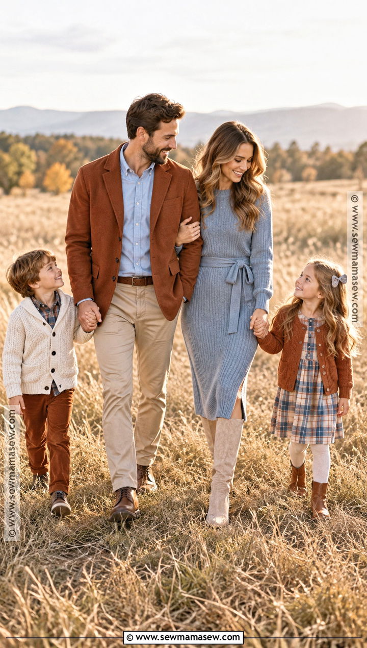 Dusty Blue Rust And Beige Family Photo Outfits - 20 Family Photo Outfits Fall Color Schemes