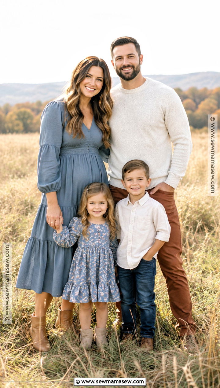 Dusty Blue Rust And Cream Fall Family Photo Outfits - 25 fall family photo outfits