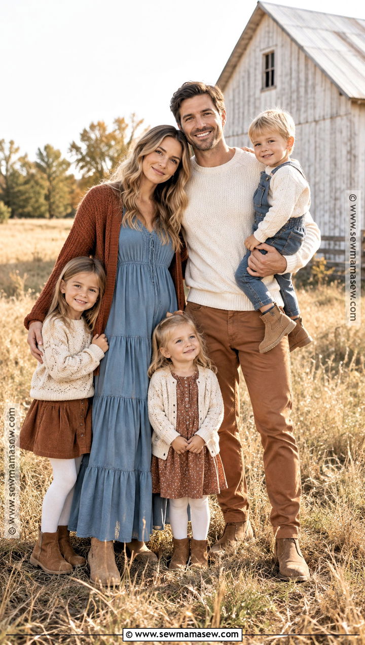 Dusty Blue Rust And Cream Fall Family Photo Outfits - 15 family photo outfit fall color schemes ideas