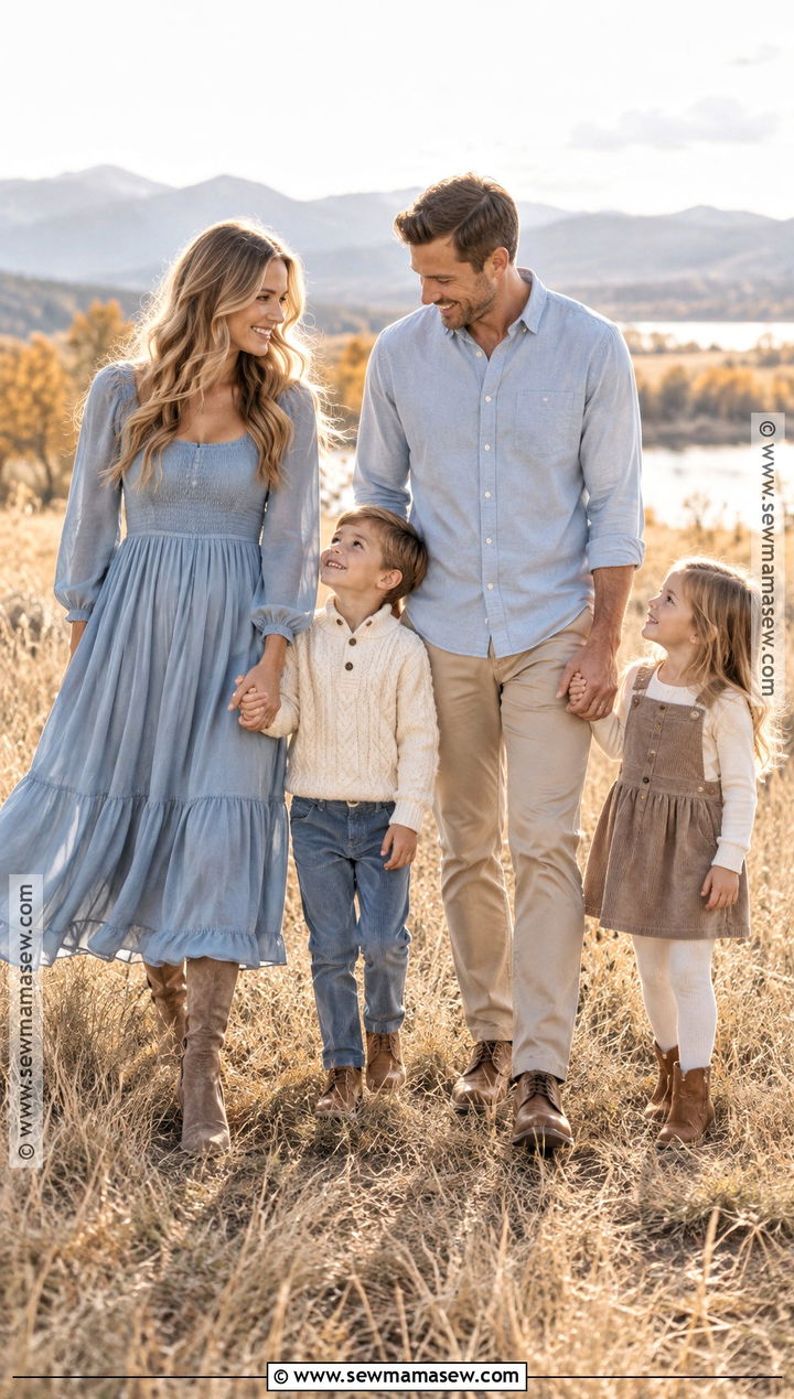 Dusty Blue Taupe And Ivory Family Photo Outfits - 15 family photos fall outfits color schemes
