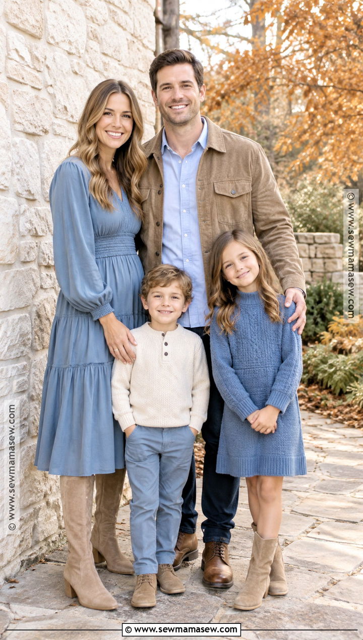 Dusty Blue and Tan Fall Family Picture Outfit - 15 fall clothes for family pictures