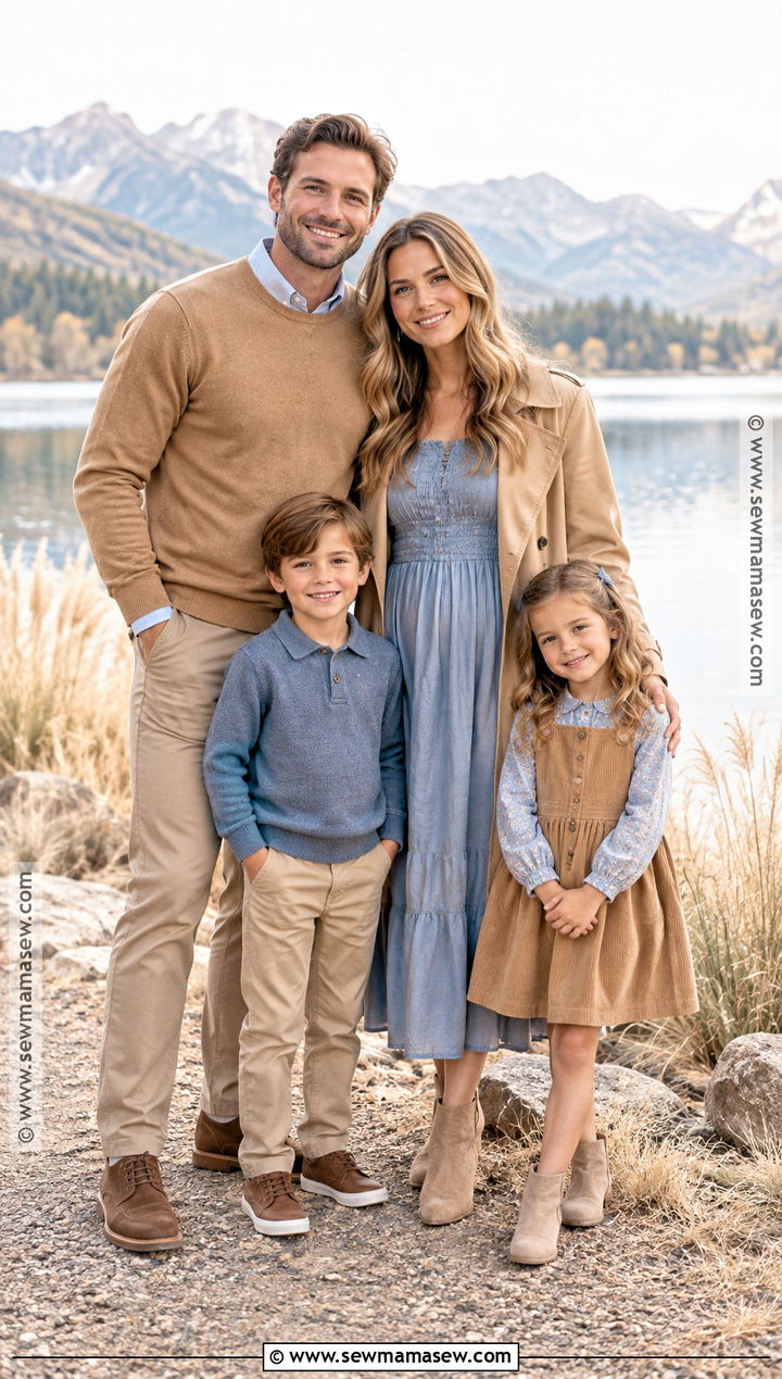 Dusty Blue and Tan Family Photo Outfits - 15 family photo fall outfits