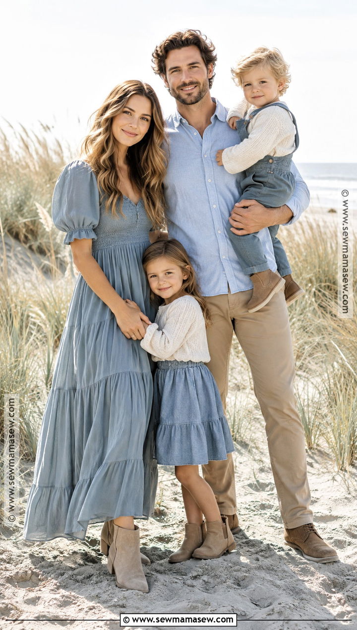 Dusty Blue and Tan Family Picture Outfit - 15 family picture outfits september