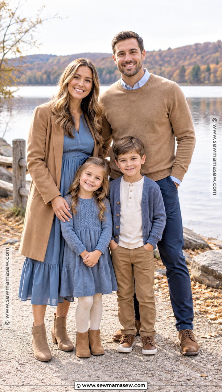 Dusty Blue and Tan November Family Photo Outfits - 15 november family photos outfits