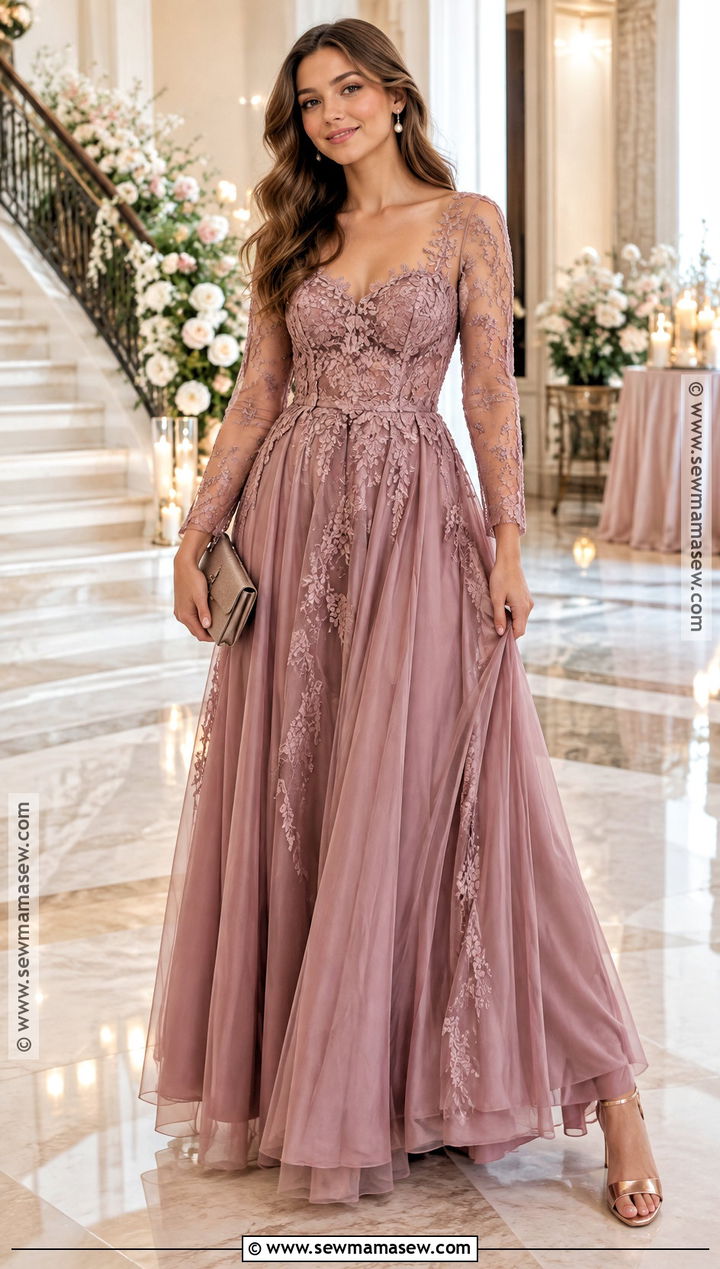 Dusty Mauve Lace Prom Dress - 15 Fall Colored Prom Dresses