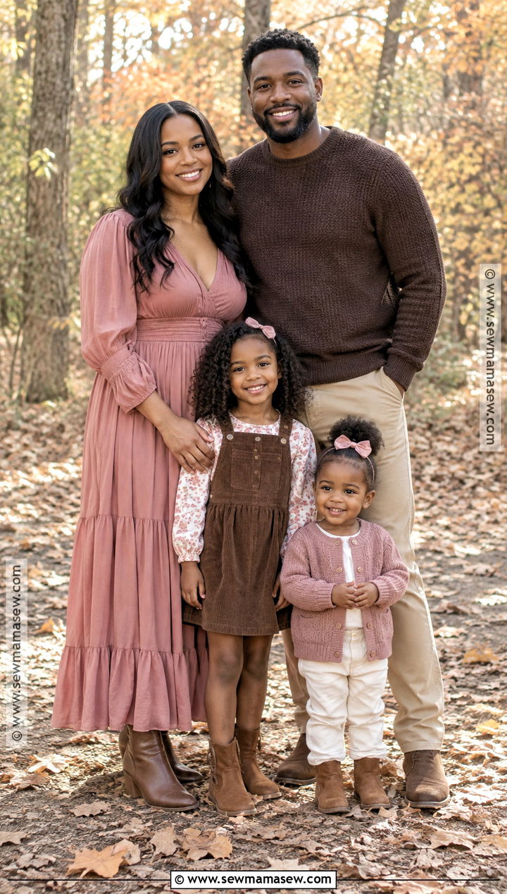 Dusty Rose And Brown Fall Family Outfits - 15 fall photoshoot outfits family black