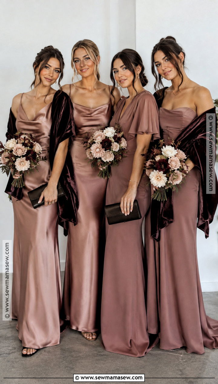 Dusty Rose And Espresso Bridesmaid Dresses - 15 Fall Wedding Color Schemes October Bridesmaid Dress Ideas