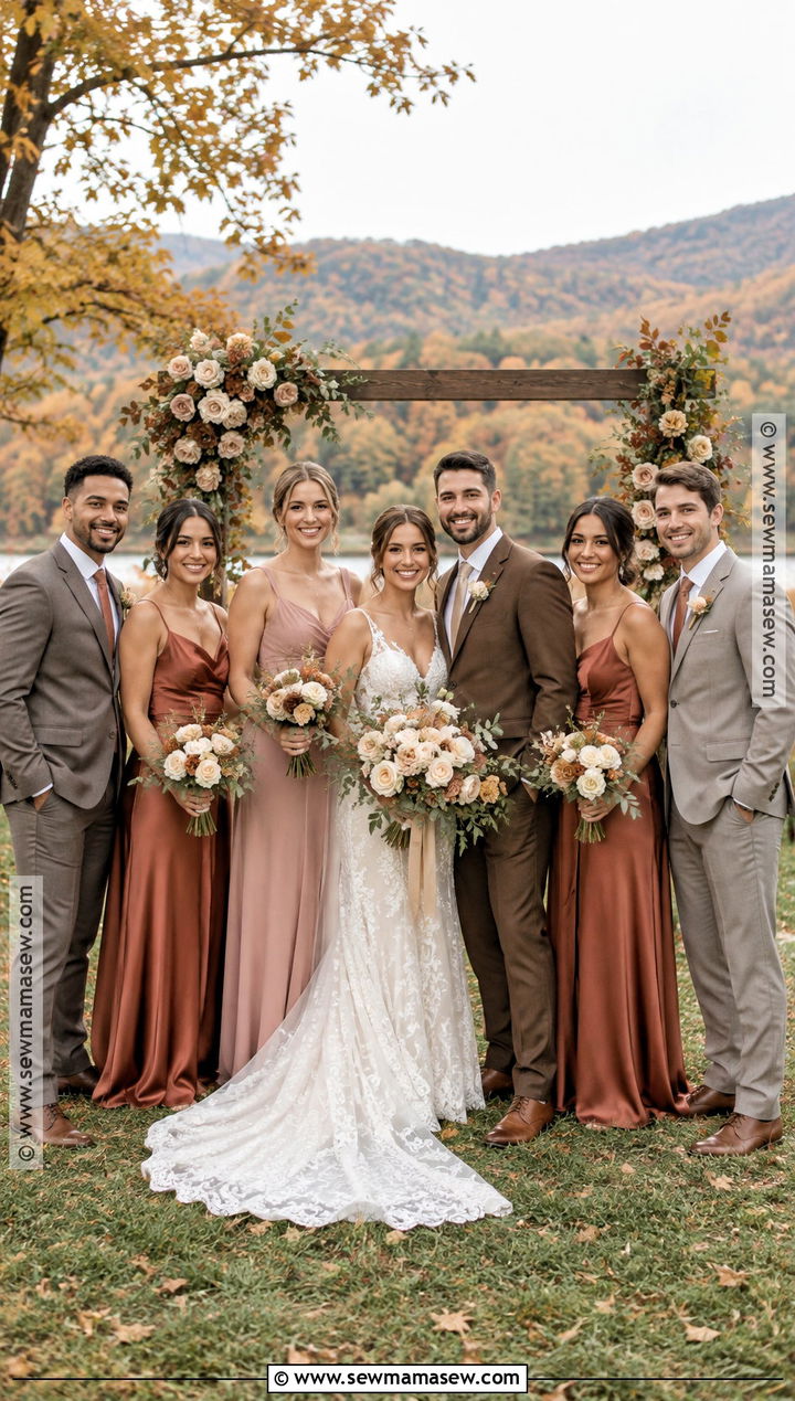 Dusty Rose And Rust Fall Boho Wedding Party Attire - 15 fall boho wedding party attire ideas