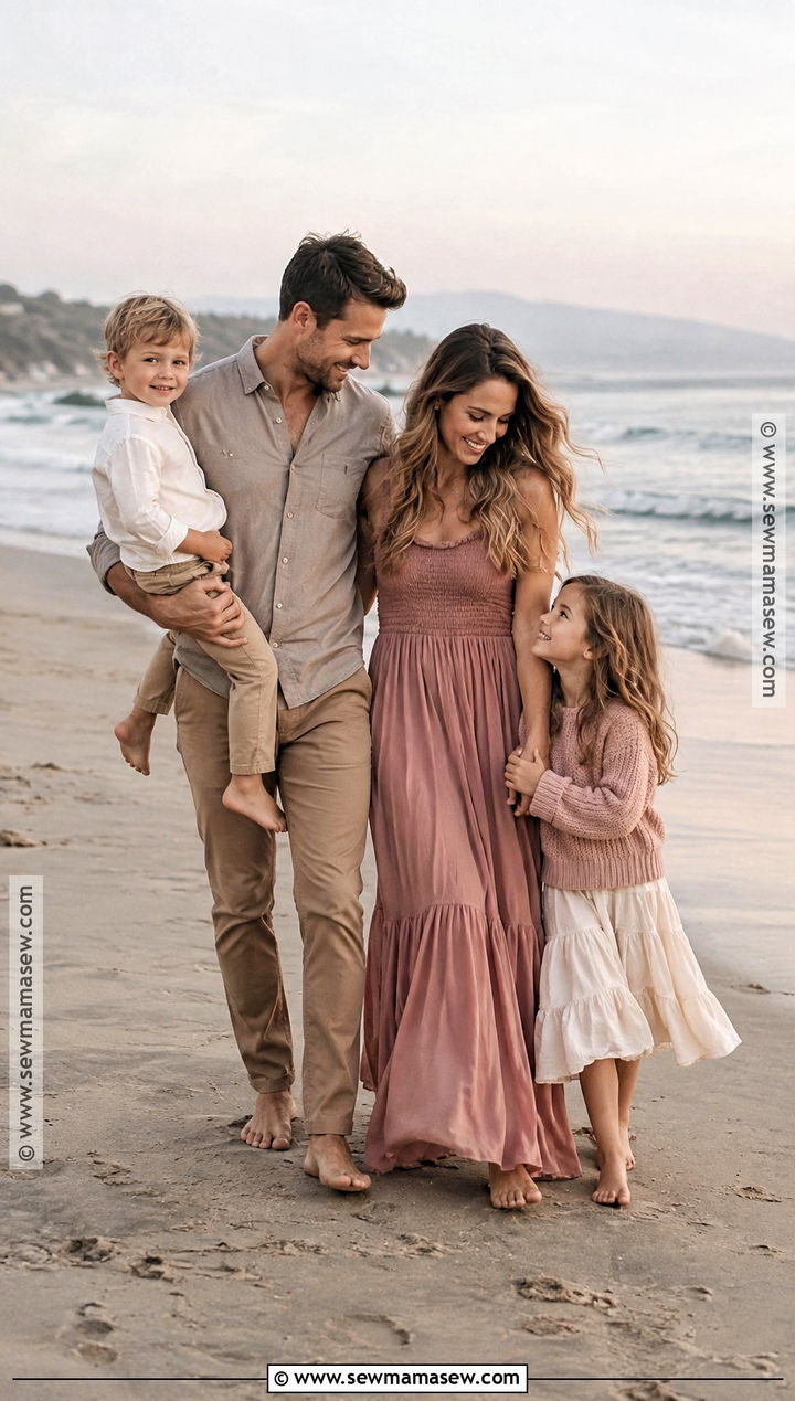 Dusty Rose And Taupe Fall Beach Family Photo Outfits - 20 fall beach family photos outfits