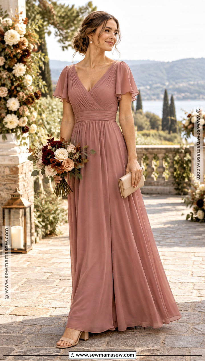 Dusty Rose Bridesmaid Dress - 20 fall color bridesmaid dresses