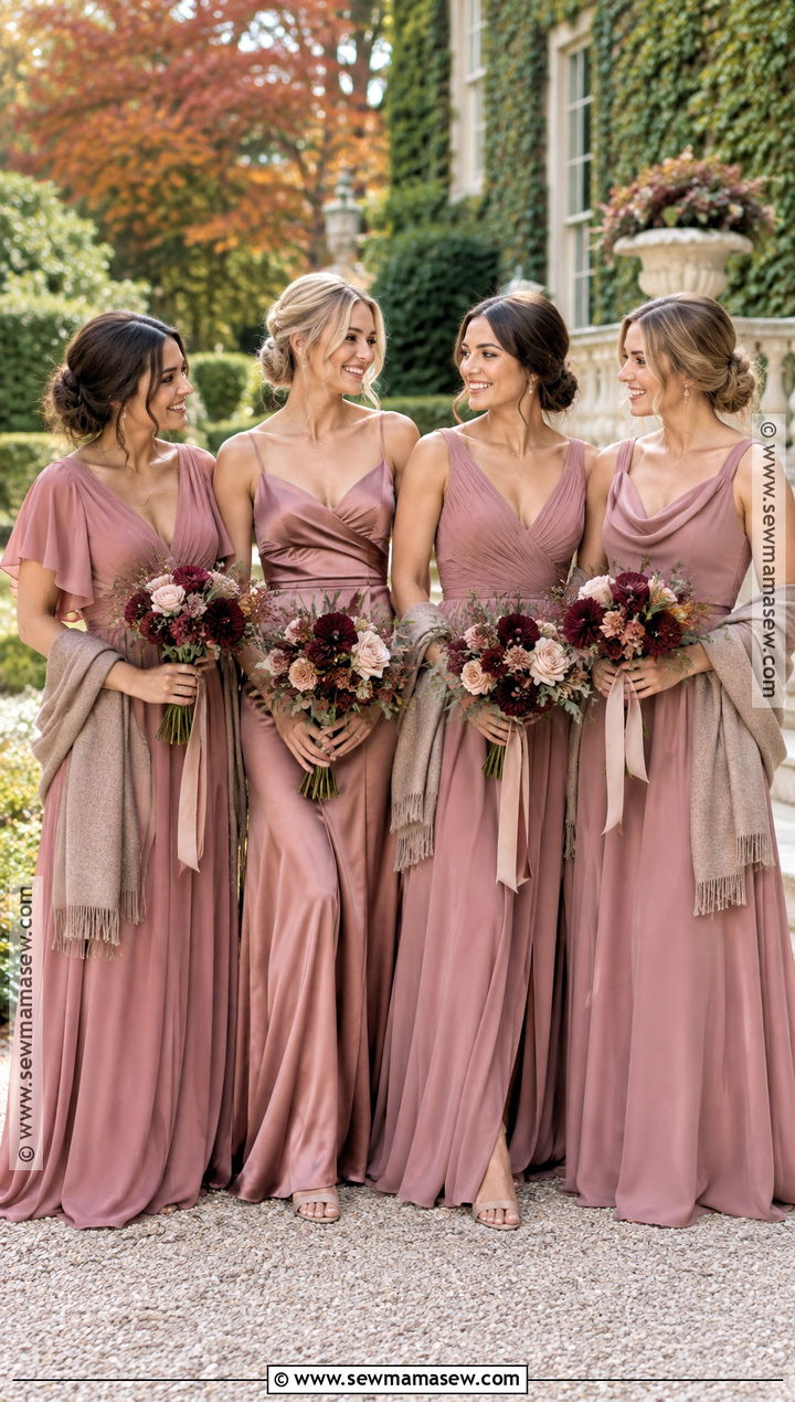 Dusty Rose Bridesmaid Dresses - 15 bridesmaid dress colors fall ideas