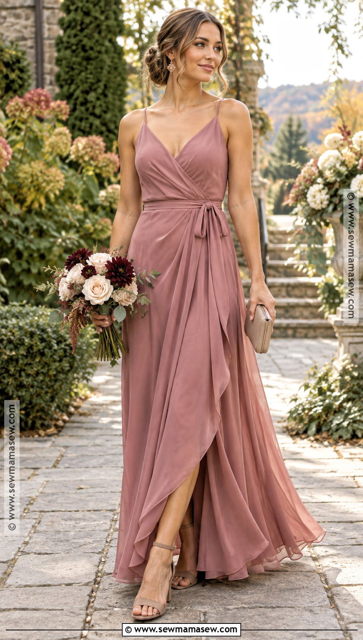 Dusty Rose Chiffon Bridesmaid Dress - 15 Autumn Wedding Colors Bridesmaid Dress Ideas