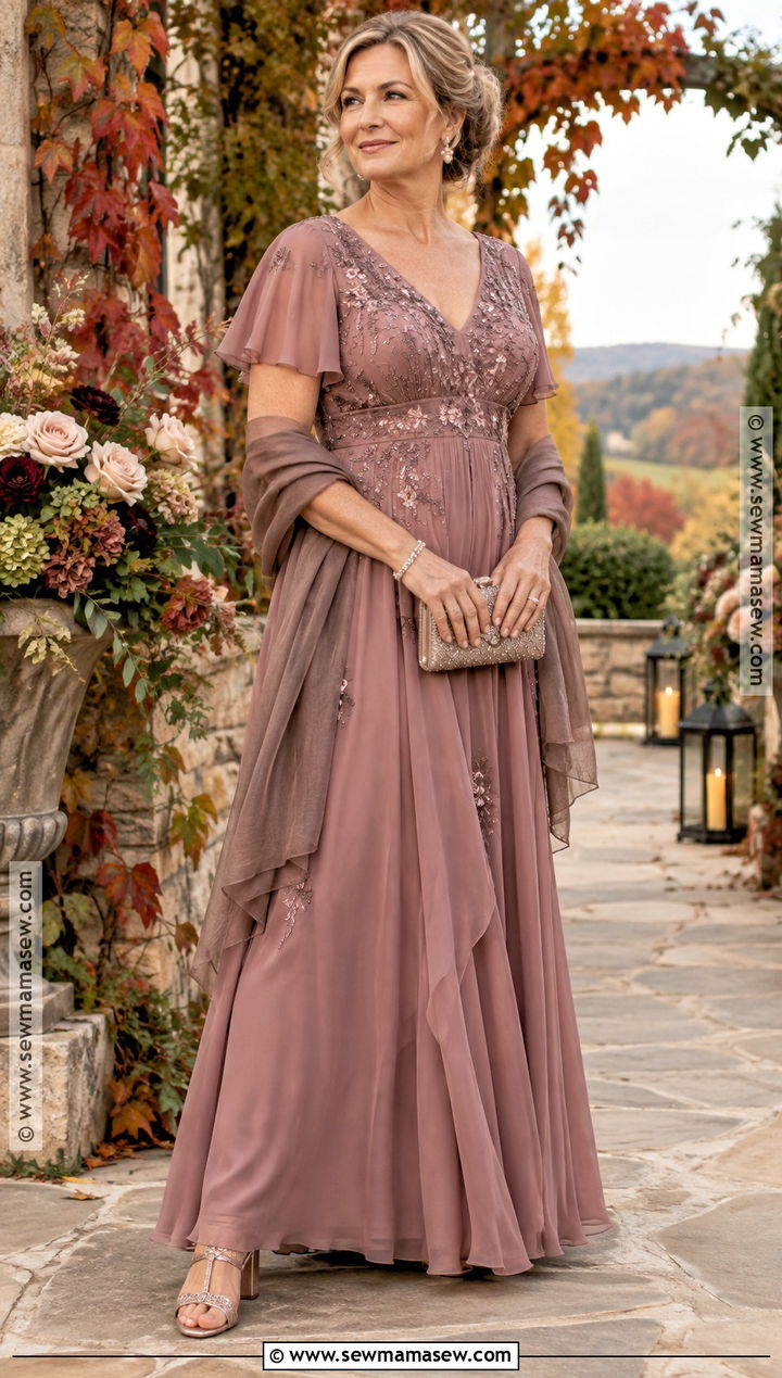 Dusty Rose Fall Boho Mother Of The Bride Dress - 15 Fall Mother Of The Bride Dresses Boho